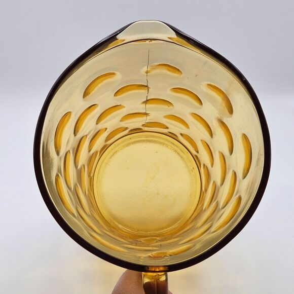 Hazel Atlas Pitcher El Dorado Amber Yellow Gold Coin Dot Glass Pitcher Carafe - Picture 7 of 13
